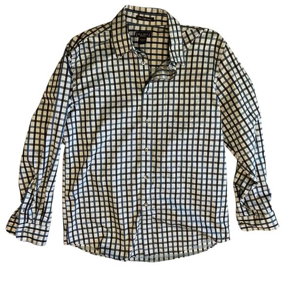 W.H. Belk Sportswear Lot of 2 Long Sleeve LG Button Down Shirt Brown Blue Plaid - Picture 4 of 14